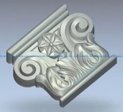 Capital with volutes wood carving file stl for Artcam and Aspire jdpaint free vector art 3d model download for CNC