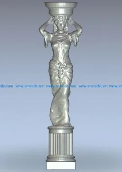 Caryatid with vase wood carving file STL for Artcam 9 and Aspire free vector art 3d model download for CNC