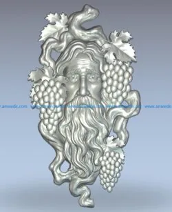 God of winemakers Dionysus wood carving file stl for Artcam and Aspire jdpaint free vector art 3d model download for CNC