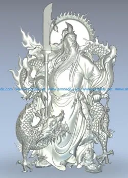 Guanhong and dragon wood carving file stl for Artcam and Aspire jdpaint free vector art 3d model download for CNC