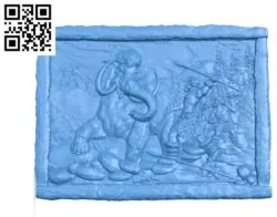 Mammoth Hunting Pano wood carving file stl for Artcam and Aspire jdpaint free vector art 3d model download for CNC