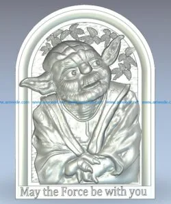 Master Yoda wood carving file stl for Artcam and Aspire jdpaint free vector art 3d model download for CNC