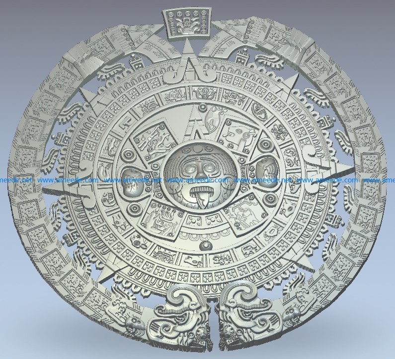 Mayan calendar wood carving file stl for Artcam and Aspire jdpaint free