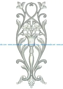 Ornament with flowers in a tall vase file RLF for Artcam 9 and Aspire free vector art 3d model download for wood carving CNC