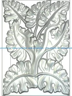 Panel of leaves Wood carving file RLF for Artcam 9 and Aspire free vector art 3d model download for CNC