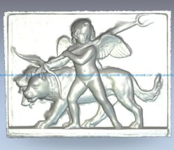 Pano Cupid in the dungeon wood carving file stl for Artcam and Aspire jdpaint free vector art 3d model download for CNC