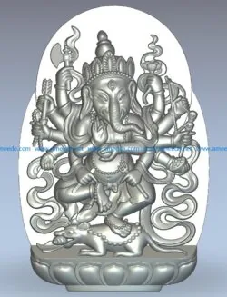 Pano god elephant Ganesha wood carving file stl for Artcam and Aspire jdpaint free vector art 3d model download for CNC