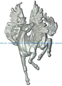 Pegasus Wood carving file RLF for Artcam 9 and Aspire free vector art 3d model download for CNC