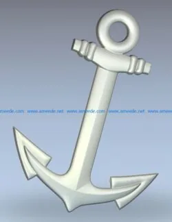 Simple anchor wood carving file stl for Artcam and Aspire jdpaint free vector art 3d model download for CNC