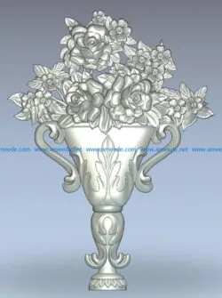 Vase with roses wood carving file stl for Artcam and Aspire jdpaint free vector art 3d model download for CNC