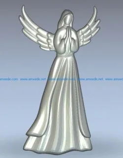 Angel girl wood carving file stl for Artcam and Aspire jdpaint free vector art 3d model download for CNC