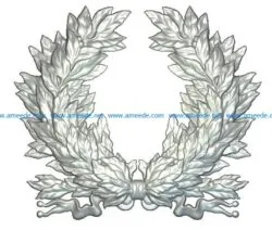 laurel wreath wood carving file RLF for Artcam 9 and Aspire free vector art 3d model download for CNC