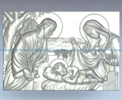 Mural Birth of Christ wood carving file stl for Artcam and Aspire jdpaint free vector art 3d model download for CNC