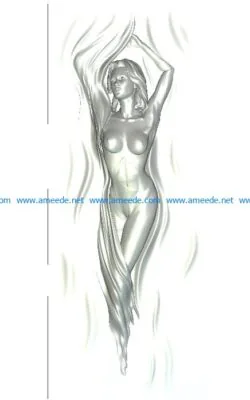 woman let go of the curtain wood carving file RLF for Artcam 9 and Aspire free vector art 3d model download for CNC