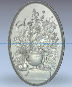 A picture of an oval flower vase wood carving file stl for Artcam and Aspire jdpaint free vector art 3d model download for CNC