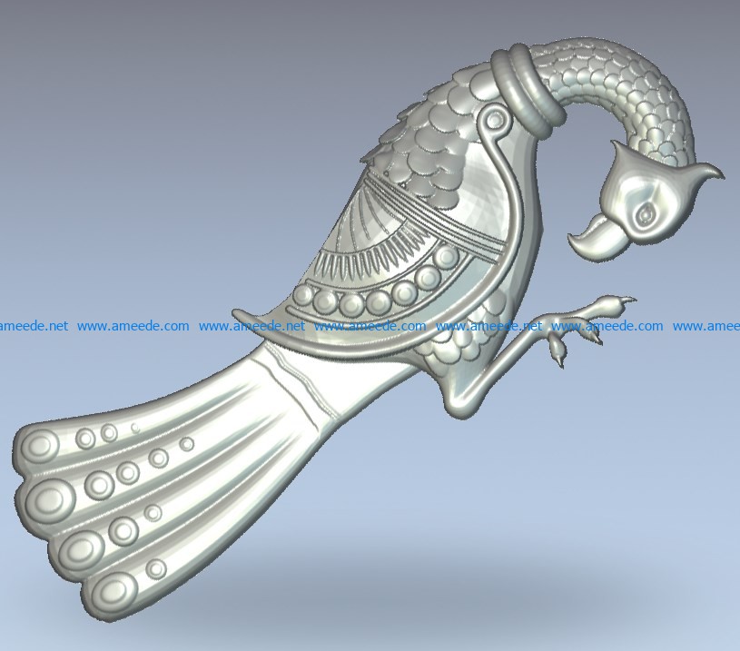 Bird in the style of ancient Russia wood carving file stl for Artcam and Aspire jdpaint free vector art 3d model download for CNC