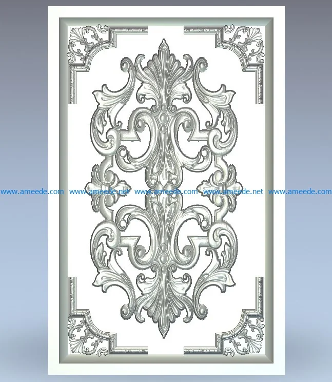 Cabinet panel window wood carving file stl for Artcam and Aspire jdpaint free vector art 3d model download for CNC