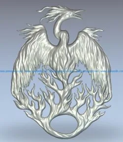 Fiery phoenix wood carving file stl for Artcam and Aspire jdpaint free vector art 3d model download for CNC