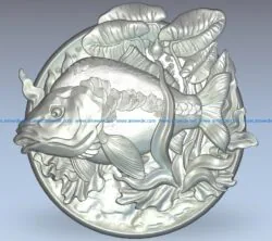 Fish picture wood carving file stl for Artcam and Aspire jdpaint free vector art 3d model download for CNC