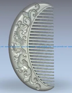 Lotus shaped comb wood carving file stl for Artcam and Aspire jdpaint free vector art 3d model download for CNC