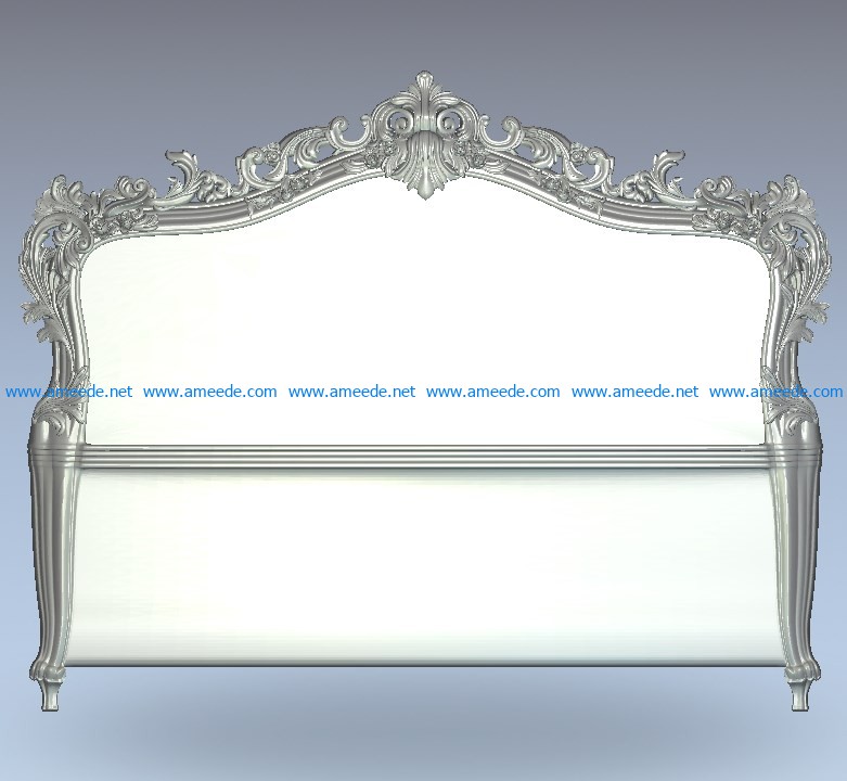 Neoclassical bed frame carving file stl for Artcam and Aspire jdpaint free vector art 3d model download for CNC