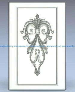 Pattern of window frame with a spiral leaf window wood carving file stl for Artcam and Aspire jdpaint free vector art 3d model download for CNC