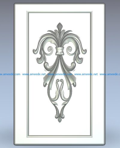 Pattern of window frame with a spiral leaf window wood carving file stl for Artcam and Aspire jdpaint free vector art 3d model download for CNC