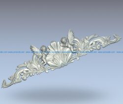 Pattern two angel children wood carving file stl for Artcam and Aspire jdpaint free vector art 3d model download for CNC