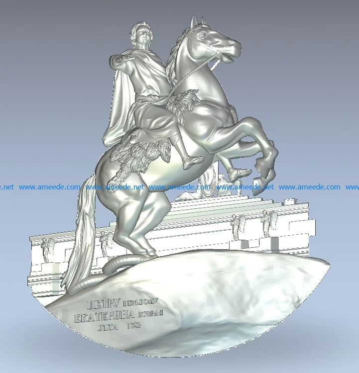 Petersburg monument to Peter wood carving file stl for Artcam and Aspire jdpaint free vector art 3d model download for CNC