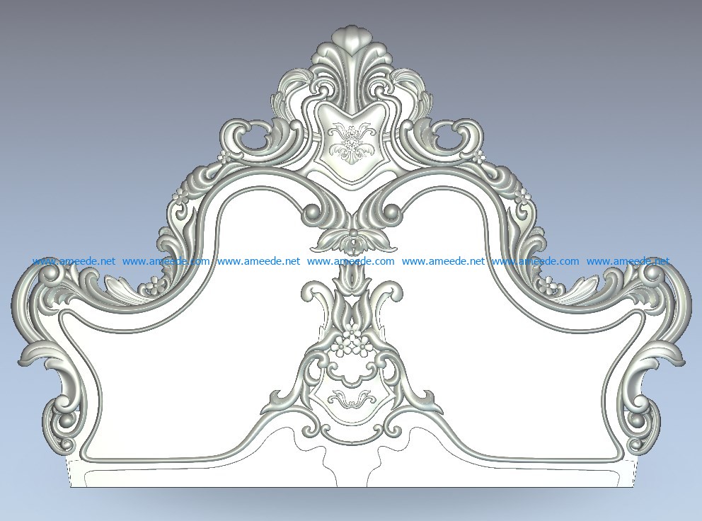 Royal bed frame pattern wood carving file stl for Artcam and Aspire jdpaint free vector art 3d model download for CNC