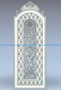 The door is shaped like a flower in the middle wood carving file stl for Artcam and Aspire jdpaint free vector art 3d model download for CNC