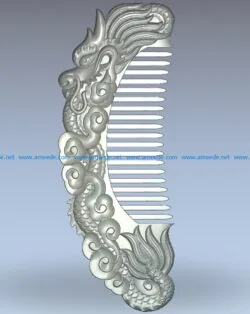 The dragon-shaped comb wood carving file stl for Artcam and Aspire jdpaint free vector art 3d model download for CNC