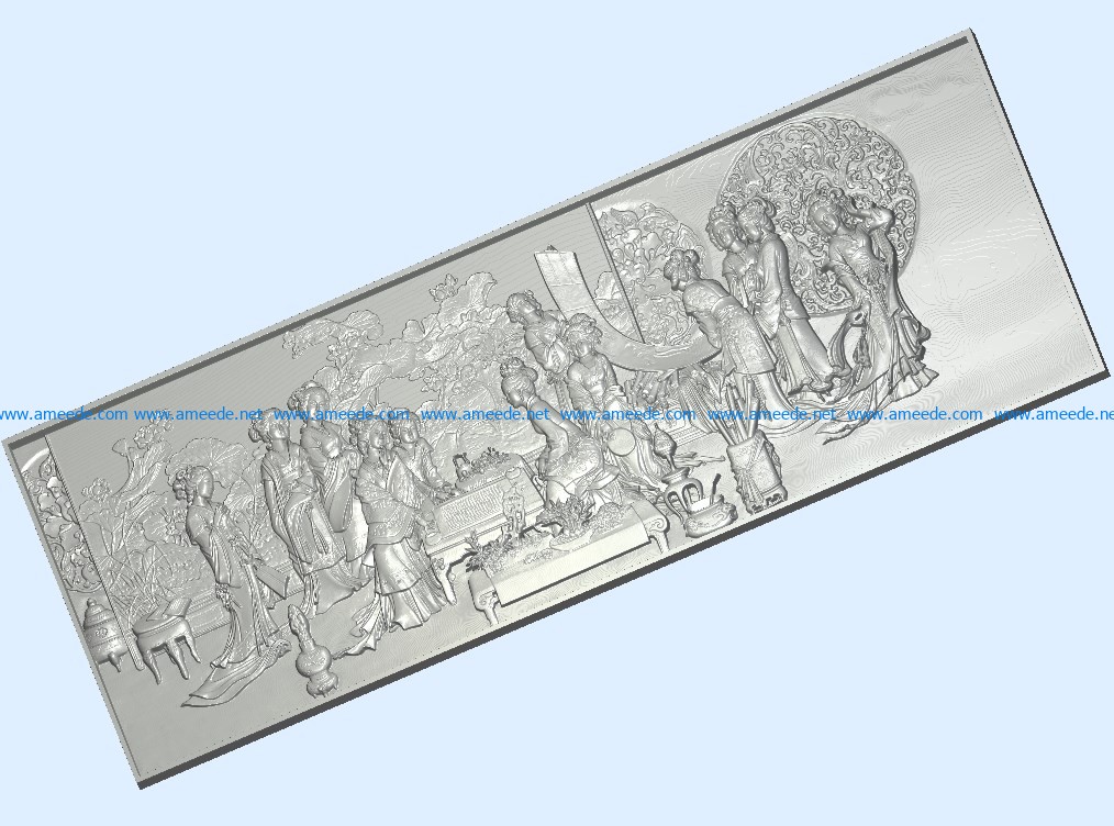 The picture of twelve girls wood carving file stl for Artcam and Aspire jdpaint free vector art 3d model download for CNC