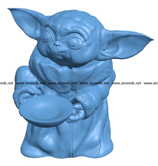 Baby Yoda With Soup B003471 File Stl Free Download 3D Model For CNC And 