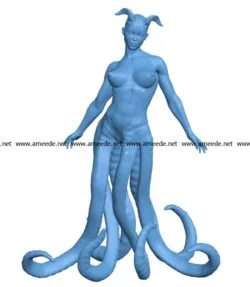 Girl Octopus B003251 file stl free download 3D Model for CNC and 3d printer