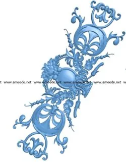 Pattern flowers A003211 wood carving file stl for Artcam and Aspire jdpaint free vector art 3d model download for CNC