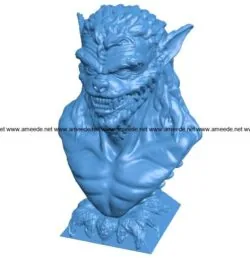 Were wolf man bust B004008 file stl free download 3D Model for CNC and 3d printer