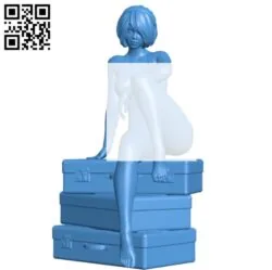 Girl with suitcases B004589 file stl free download 3D Model for CNC and 3d printer