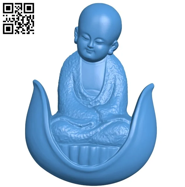 Little monk A003538 wood carving file stl for Artcam and Aspire free art 3d model download for CNC