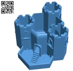 Three Tower Castle House B004489 file stl free download 3D Model for CNC and 3d printer