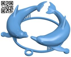 Dolphins medallion – fish B005734 download free stl files 3d model for 3d printer and CNC carving