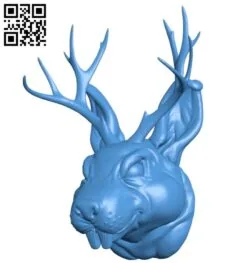 jackalope head B005523 free download stl file 3D Model for CNC and 3d printer