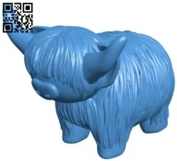 Highland cow B006001 download free stl files 3d model for 3d printer and CNC carving