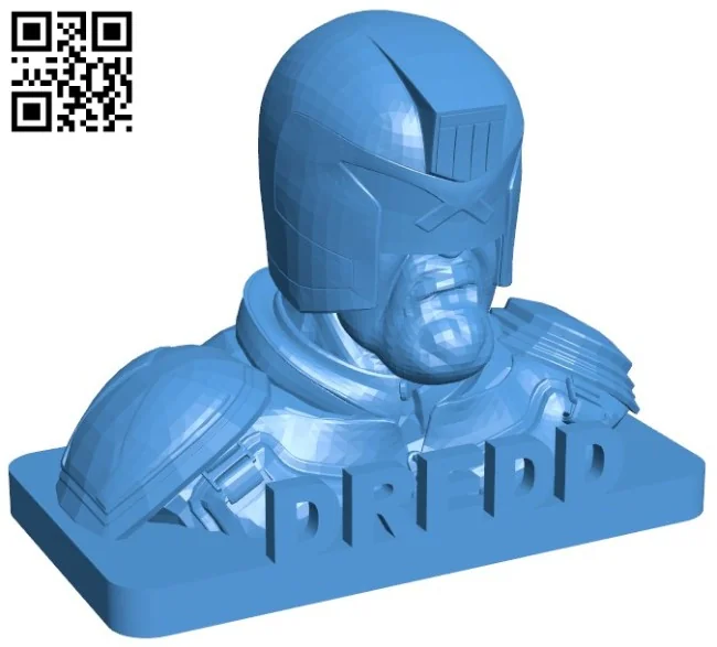 Mr Dredd Bust B005984 download free stl files 3d model for 3d printer and CNC carving