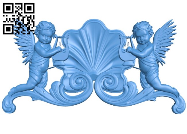 Pattern of two angels A004616 download free stl files 3d model for CNC wood carving