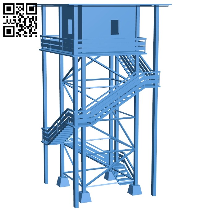 Wooden watch tower - house B007499 file stl free download 3D Model for CNC and 3d printer