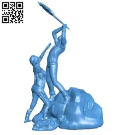 Man fights against zombies B007886 file stl free download 3D Model for CNC and 3d printer