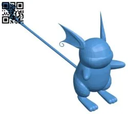 Raichu – pokemon B007932 file stl free download 3D Model for CNC and 3d printer