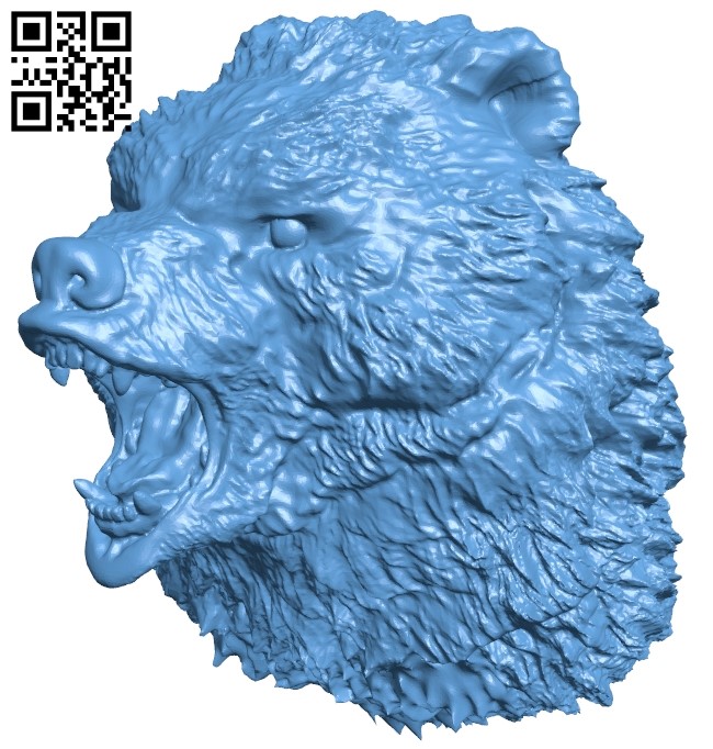 Bear Head B009108 file obj free download 3D Model for CNC and 3d printer