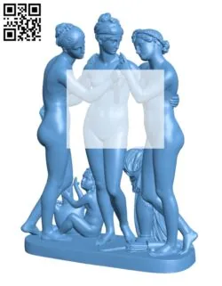 The Graces with Cupid’s Arrow, and Cupid with the Lyre H002954 file stl free download 3D Model for CNC and 3d printer